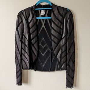 Haute Hippie black leather pieced jacket size med